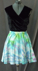 Skirt:K179, Skirt Color:Blue Hand-dyed, Skirt Style:Dance skirt, Fiber:Cotton, Length:18", Waist:up to 38".