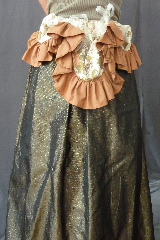 Skirt:K206, Skirt Color:Cream, light brown, floral, Skirt Style:Victorian Bustle, Length:13".