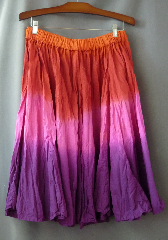 Skirt:K237, Skirt Color:Orange, red, pink, purple graduated, Skirt Style:Dance skirt, Length:27", Waist:36-48".