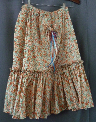 Skirt:K238, Skirt Color:Orange floral ruffle, Skirt Style:Dance skirt, Length:27", Waist:up to 39".