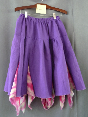 Skirt:K241, Skirt Color:Purple with pink tie-dye gores, Skirt Style:Dance skirt, Length:24-30", Waist:26-42".