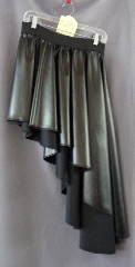 Skirt:K242, Skirt Color:Black, Skirt Style:Asymmetrical, Fiber:Pleather, Length:Front 19", Back 35", Waist:31-40".