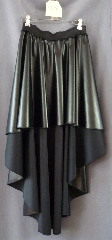 Skirt:K244, Skirt Color:Black, Skirt Style:Asymmetrical, Fiber:Pleather, Length:Front 17", Back 36", Waist:38-59".