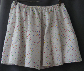 Skirt:K245, Skirt Color:White with colored confetti, Skirt Style:Dance skirt, Length:17", Waist:30-36".