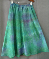 Skirt:K246, Skirt Color:green purple tie dyed floral, Skirt Style:Dance skirt, Length:33", Waist:28-36".