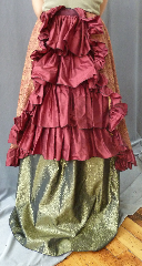Skirt:K251, Skirt Color:Magenta, Skirt Style:4 - Tiered Victorian Back Ruffle Panel (bustle), Length:26", Waist:Panel Width 16" (ties around the waist).