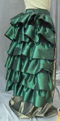 Skirt:K253, Skirt Color:Emerald Green, Skirt Style:6 - Tiered Victorian Back Ruffle Panel (bustle), Fiber:Crossweave Taffeta, Length:35".