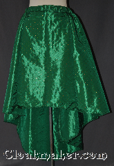 Skirt:K345, Skirt Color:Green, Skirt Style:Asymmetric<br>Green with quilted<br>pattern and sequins, Fiber:Polyester, Length:21"-37", Waist:28".