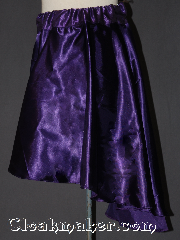 Skirt:K372, Skirt Color:Purple, Skirt Style:Mini Asymmetric<br>with 2" waist, Fiber:Polyester Satin, Length:15"-23", Waist:32".
