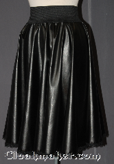 Skirt:K373, Skirt Color:Black, Skirt Style:Short A Line<br>wide elastic waist with<br>picote lined hem, Fiber:Pleather<br>picote, Length:25", Waist:28".