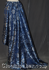 Skirt:K380, Skirt Color:Blue Silver Brocade, Skirt Style:Asymmetric<br>dry clean or hand wash only<br>sold separately<br>shown with KB028 KB011 P401, Fiber:Polyester Brocade, Length:28"-50.5", Waist:up to 44".