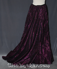 Skirt:K395, Skirt Color:purple black taffeta cross-weave with floral sparkle flocking, Skirt Style:Wrap overskirt, Fiber:Polyester flocked, Length:49", Waist:up to 37".