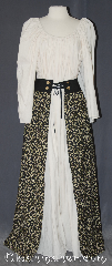 Skirt:K401, Skirt Color:Black tan swirls, Skirt Style:Wrap overskirt  lace front, Fiber:Cotton, Length:46", Waist:up to 33".