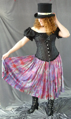 Skirt:K61, Skirt Color:Full Watercolor Palette, Skirt Style:Gathered, Fiber:Silk Charmeuse, Length:28", Waist:46".