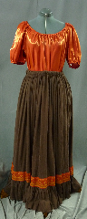 Skirt:K63, Skirt Color:Cocoa Brown, Skirt Style:Peasant Skirt, Fiber:Cotton Gauze, Length:40", Waist:To 50".