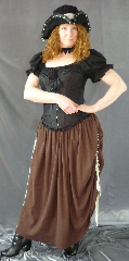 Skirt:K76, Skirt Color:Cocoa Brown, Skirt Style:Adjustable Double Rouched, Fiber:Cotton Gauze, Length:20/32", Waist:44".