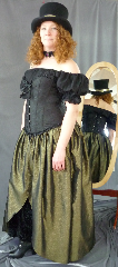 Skirt:K83, Skirt Color:Antique Bronze, Skirt Style:Split front skirt, Fiber:Polyester Tafetta Acetate, Length:42", Waist:32-45".