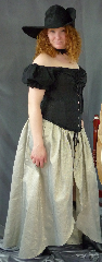 Skirt:K85, Skirt Color:White gold, Skirt Style:Split front skirt, Fiber:Unknown - synthetic dry clean only, Length:45", Waist:To 40".