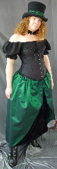 Skirt:K87, Skirt Color:Green, Skirt Style:Split front skirt, Fiber:Acetate Tafetta, Length:39", Waist:34-43".