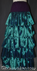 Skirt:KB017, Skirt Color:Teal with black side trim, Skirt Style:5 tier Bustle<br>Hand wash or dry clean only<br>sold separately<br>shown with  K381and KB022, Fiber:Taffeta and cotton, Length:up to 45", Waist:Panel 14".