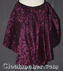 Skirt:KB040, Skirt Color:purple black taffeta cross-weave<br>with floral sparkle flocking, Skirt Style:Bustle, Fiber:Polyester flocked, Length:19.5", Waist:19".