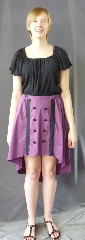 Skirt:K308, Skirt Color:Plum, Skirt Style:Bustled Skirt with 2 lines of black lace and 8 buttons, Fiber:Cotton, Length:17-38", Waist:To 41".