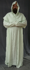 Robe:R162, Robe Style:Ritual Robe, Robe Color:Light Mint Green, Front/Collar:Wide rounded neck, Approx. Size:4X - 6X, Fiber:100% Linen, Neck:Up to 24", Neck Length:30", Sleeve:34", Chest:Fits up to 66" (70"), Length:63", Height:Up to 6'3", Note:This pale green linen robe is attuned to Nature and is great for ritual wear. <br> Machine wash and dry. Can be ordered without removable cowl for $40 less.
