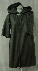 Robe:R169, Robe Style:Harry Potter style Student Robe / Cloak, Robe Color:Black, Front/Collar:Hooded with Fleur de Lis clasp, Approx. Size:10 years to Small Adult, Fiber:Fleece, Neck:20", Sleeve:23", Chest:35", Length:40", Note:Perfect for Hogwarts Scholar.