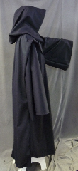 Robe:R241, Robe Style:Michaeline Monk's Robe, Robe Color:Midnight Blue, Front/Collar:Hooded with plain rope hook and eye clasp, Fiber:Wool blend Suiting, Neck:22", Sleeve:35", Chest:60", Length:57", Height:Up to 5' 9", Note:Dry clean or Hand Wash/Line Dry.