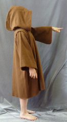 Robe:R245, Robe Style:Obi-Wan Jedi Robe, Robe Color:Coffee, Approx. Size:Youth 2 - 6 years old, Fiber:Wool, Neck:18.5", Sleeve:14.5", Chest:Up to 38", Length:29".