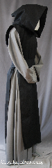 Robe:R278, Robe Style:Monk Scapular hooded, Robe Color:Black, Fiber:Wool Gabardine, Sleeve:N/A, Chest:N/A, Note:Originated as aprons worn by<br>medieval monks, and were later<br>incorporated to official habits ceremonies.<br>Also adds an extra interest<br>to a period grab.<br>Dry clean only<br>Shown with R275 (sold separately).