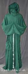 Robe:R283, Robe Style:Monks Robe with Attached cowl and pouch, Robe Color:Leafy Green, Fiber:100% Linen, Neck:22", Sleeve:37", Chest:65", Length:61", Height:up to 6' 1", Note:A light weight leafy Green monks robe<br>made of breathable linen.<br>Can be hemmed to desired length.<br>Rope belt included<br>leather belt option available for extra $45<br>Machine washable..