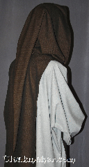 Robe:R310, Robe Style:Monk Scapula liripipe hood, Robe Color:Brown black tight chevron, Front/Collar:Round neck, Fiber:Wool, Neck:23", Sleeve:N/A, Chest:16", Length:54", Note:This liripipe hooded monks scapula<br>originated as aprons worn by medieval<br>monks, and were later incorperated<br>to official habits ceremonies.<br>Also adds an extra interest to a period garb.<br>Dry clean only<br> shown with R309 and R281..