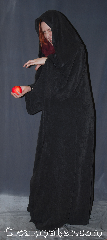 Robe:R357, Robe Style:Sith or Holocaust Style Cloak, Robe Color:Dark Grey, Fiber:Rayon Polyester Brushed Twill<br>with a soft texture, Neck:25", Sleeve:35", Chest:fits up to 48", Length:65", Height:Up to 6'4", Note:Versatile for monks Jedi/Sith,<br>wizards, and more, this hooded<br>robe has large sleeves<br>and hidden hook and eye clasp.<br>Made of a light weight<br>rayon polyester brushed twill<br>with a soft texture.<br> Easy care machine wash and dry.