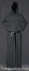 Robe:R388, Robe Style:Monk's Robe with Detached cowl, Robe Color:Medium Grey, Fiber:100% Linen, Sleeve:37", Chest:58", Length:65", Height:Up to 6', Note:Lightweight and easy care,<br>in a medium grey,<br>a great piece of spring monk outerwear.<br>Made with a breathable detachable<br>hood coin pouch and rope belt<br>Pictured with a leather belt<br> BTR0001NS for an added $44<br>(not included).<br>Robe comes with a rope belt<br>makes a great accessory for everyday wear,<br> LARP or Renaissance Fair.<br>The Robe is machine washable!.