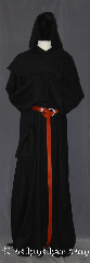 Robe:R394, Robe Style:Monk's Robe with Detached cowl, Robe Color:Black, Fiber:Linen/Rayon, Machine Washable, Sleeve:37", Chest:up to 52", Length:63", Height:Up to 6'1", Note:Lightweight and easy care,<br>in a rayon linen loose weave,<br>a great piece of spring monk outerwear.<br>With a detached cowl and rope belt<br>makes a great accessory for everyday<br>wear, religious ceremony,<br> LARP or Renaissance Fair.<br>The Robe is machine washable!.
