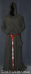 Robe:R401, Robe Style:Monk's Robe<br>with attached hooded cowl, Robe Color:Warm slate brown, Fiber:Cotton Poly blend, Neck:24", Sleeve:41", Chest:Up to 58", Length:70", Height:Up to 6' 8", Note:Made of easy care light weight <br>cotton polyester suiting this<br>attached hood monks robe<br>is comfortable for<br>whatever you need to do.<br> can be hemmed to desired length<br>A coin pouch and rope belt<br>is included with the<br>option of a leather belt<br> pictured for extra $45<br>Machine washable..