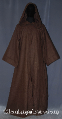 Robe:R407, Robe Style:Jedi Robe / Wizard, Robe Color:Walnut Brown, Fiber:Wool Blend homespun<br>tight burlap look, Sleeve:32.5", Chest:Up to 46", Length:59", Height:5'8", Note:Made of  a wool blend homespun<br> tight burlap look suiting<br>this walnut brown open front<br>Jedi / Wizard robe is comfortable and versatile.<br>Can be hemmed to desired length<br> Machine washable..
