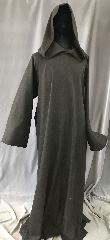 Robe:R418, Robe Style:Hooded Monks Robe, Robe Color:Black twilled with Dark Brown, Fiber:Wool Blend, Neck:30", Sleeve:37", Chest:55", Length:64", Note:Washable no pouch, straight sleeve 55 chest.