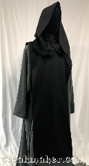 Robe:R420, Robe Style:Tabard, Robe Color:Black, Fiber:Wool, Neck:22" neck opening<br>fits Heads smaller than 22", Sleeve:None, Chest:Open sides, Length:45.5", Note:Sleeveless, tight neck fit<br>(this listing is for the black tabard only,<br>robe and cord belt sold separately).