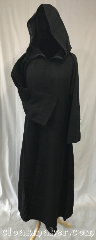 Robe:R423, Robe Style:Monk's Robe with attached<br>hooded cowl, Robe Color:Black, Fiber:Wool, Neck:21.5", Sleeve:31", Length:52".