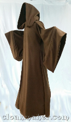 Robe:R425, Robe Style:Jedi, Robe Color:Brown, Front/Collar:open neck, Fiber:80% wool, 20% nylon, Neck:24", Sleeve:36", Length:52", Height:63", Note:Jedi or Traveler style robe.<br>Dry clean only..