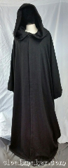 Robe:R429, Robe Color:Black, Brown, Grey Twill, Front/Collar:open neck, Fiber:Wool Blend, Neck:27", Sleeve:38", Chest:75", Length:67", Note:Black, brown and grey twill.<br>Dry clean only Traveler cloak..