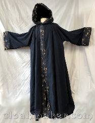 Robe:R437, Robe Style:Wizard Robe, Robe Color:Navy blue, Front/Collar:open neck, Fiber:Polyester, Neck:26", Sleeve:35", Chest:60", Length:62", Note:A starry night sky wizard robe<br>with pockets!<br>Machine wash cold,<br>tumble dry on low, no bleach.<br>Can be hemmed to height..