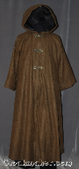 Robe:R311, Robe Style:Lined Coat, Robe Color:Brown, Black, Front/Collar:Round neck with 3 Gothic heart<br>hook and eye clasps, Fiber:100% Wool, Neck:21", Sleeve:30.5", Chest:Up to 56", Length:57", Note:A warm fully lined brown and black coat<br>with three Gothic heart hook and eye clasps.<br>With two inner breast pockets<br>this wool coat is perfect for<br>everyday use.<br>Dry clean only..