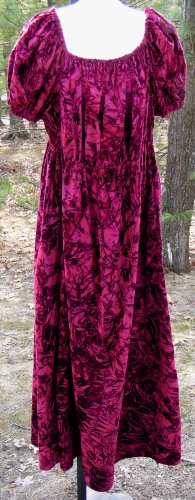 Burgundy crushed velvet empire gown