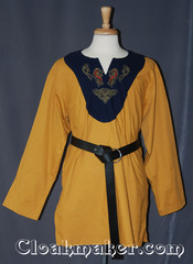 yellow/navy blue Tunic with navy and celtic horse knot embroidery