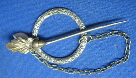 Nickel Silver
                        Shawl Pin with double oak leaf