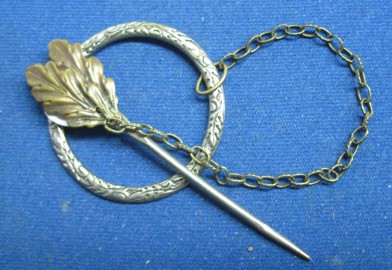 Nickel Silver
                        Shawl Pin with double oak leaf