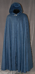 Cloak:2889, Cloak Style:Full Circle Cloak, Cloak Color:Dusty Blue, Fiber / Weave:100% Polyester Fleece, Cloak Clasp:Vale, Hood Lining:Unlined, Back Length:52.25", Neck Length:26", Seasons:Fall, Spring, Southern Winter, Note:This cloak is a lightweight<br>dusty blue fleece perfect<br>for cooler nights.  It's finished<br>with a silver tone Vale<br>hook and eye clasp.<br>Machine washable..